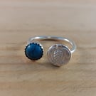 Sterling Silver Turtle and Turquoise Adjustable Ring (SKU060625)