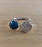 Sterling Silver Turtle and Turquoise Adjustable Ring (SKU060625)