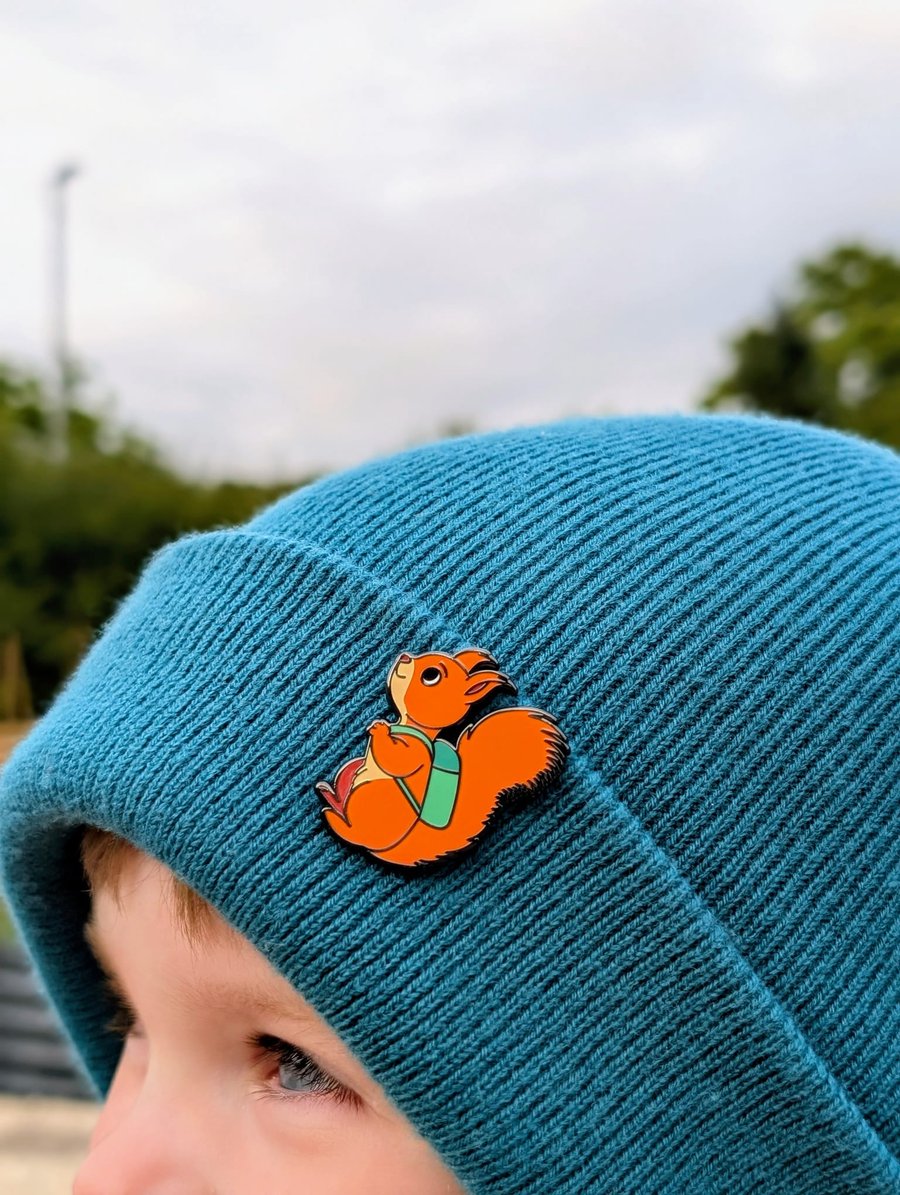Red Squirrel Enamel Pin – British Wildlife Lapel Badge