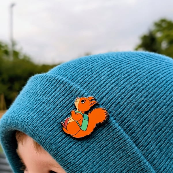 Red Squirrel Enamel Pin – British Wildlife Lapel Badge