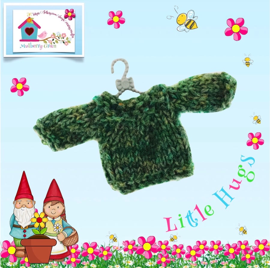 Green Tweed Jumper to fit the Little Hug Dolls