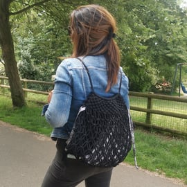 Handmade macrame backpack, rucksack, with lining, boho style bag