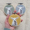 Handmade Lamb mini hoop, applique and embroidery, hanging decoration, Spring