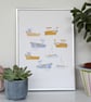 Harbour Boats A4 Art Print  - Image 1