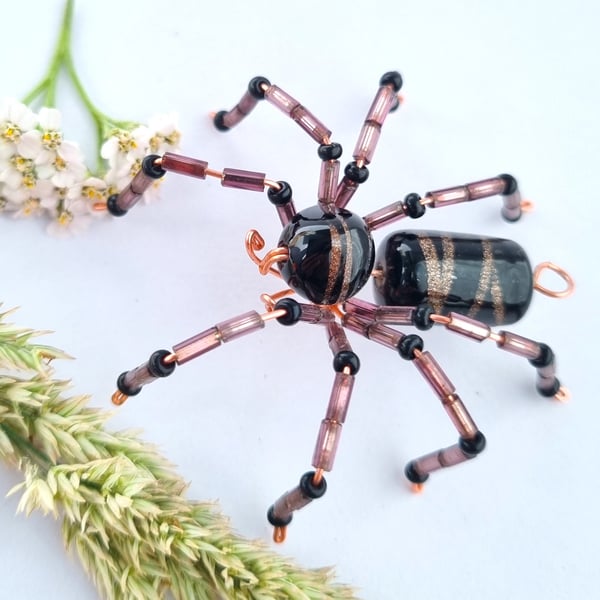 Hanging Glass Beaded Spider Decor