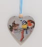 Garden birds Christmas decoration, hanging heart, wooden gift for a bird lover  - Image 1