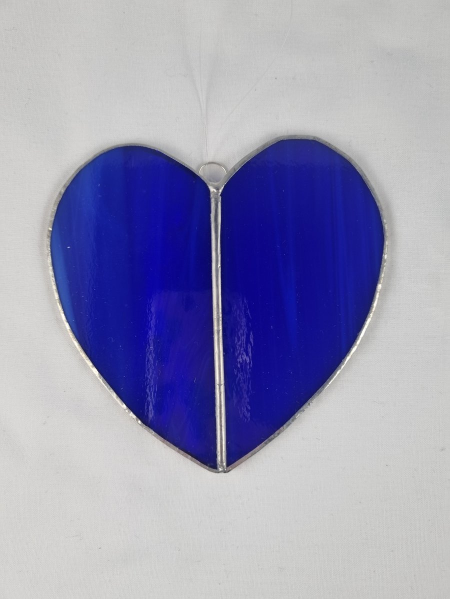582 Stained Glass Large Two Piece Heart - handmade hanging decoration.