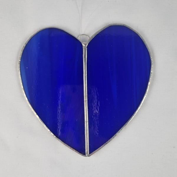 582 Stained Glass Large Two Piece Heart - handmade hanging decoration.