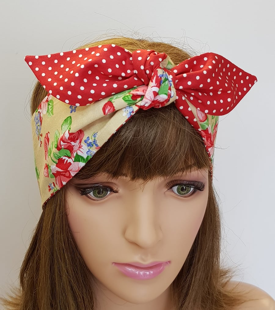 Summer hair scarf rockabilly head band swing pi... - Folksy