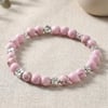 Handmade Shell Pink Howlite Stretch Bracelet 