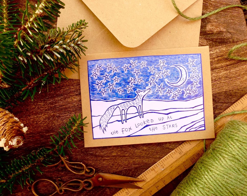 Fox and Stars Card - READY TO SHIP