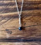 Petrol Blue Pearl Bar Pendant & 18" Trace Chain - Handmade, Sterling Silver - Image 1