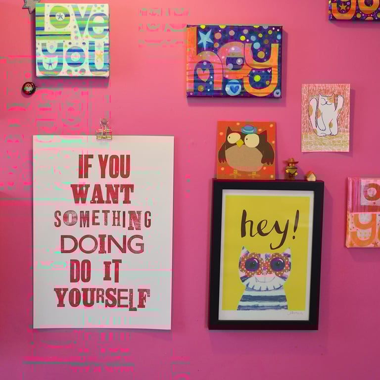 If You Want Something Doing... Red on White Letterpress print by Jo Brown