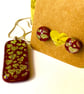 Red Heart, glass pendant and earring set