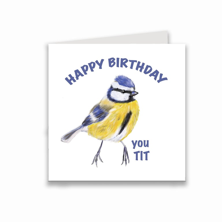Happy birthday you tit greetings card funny bird pun card