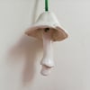 Ceramic grey mushroom bell hanging Christmas decoration, toadstool winter gift