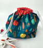 Cotton Drawstring with hanging Tab - Tree themed fabric design - Image 1