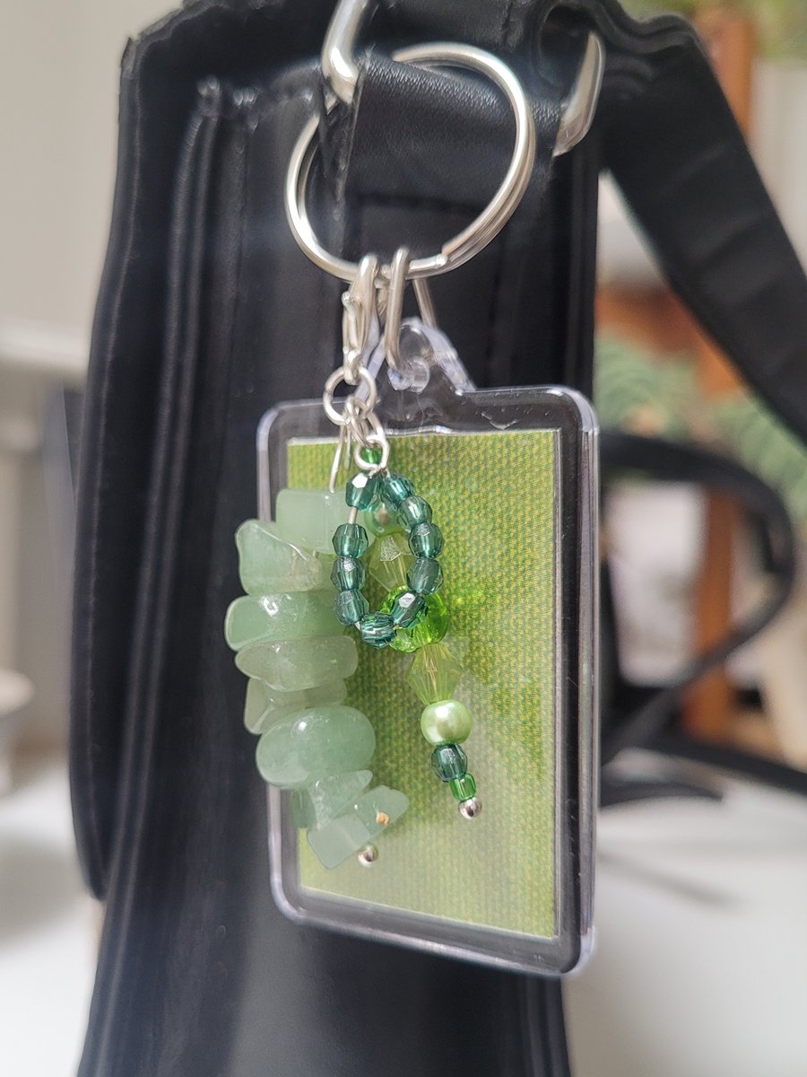 Green bag charm, keyring, zip pull, journal charm, Bible charm