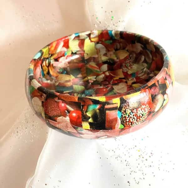 Up Cycled decopatch wooden bowl