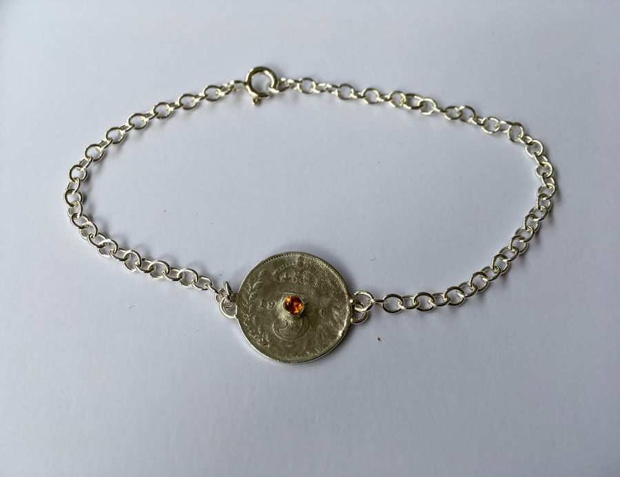  1916 Garnet Threepence Bracelet 