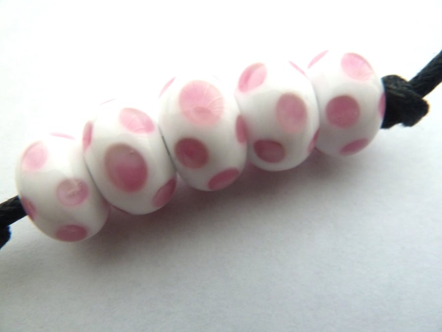 pink spot lampwork beads