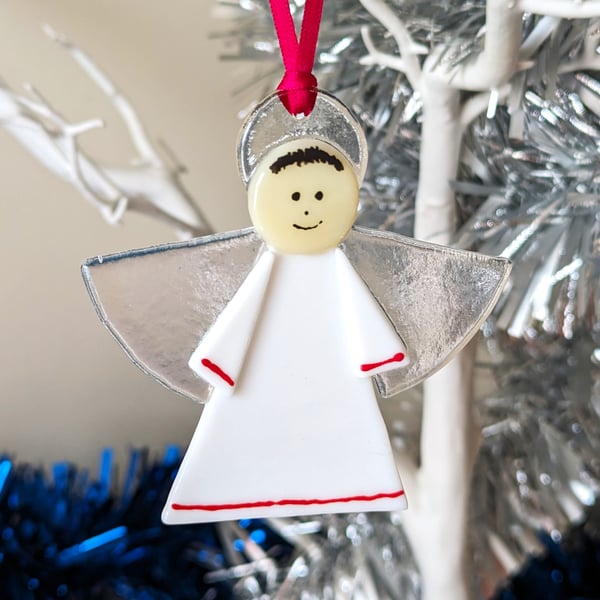 Fused Glass Christmas Angel Hanger Decoration