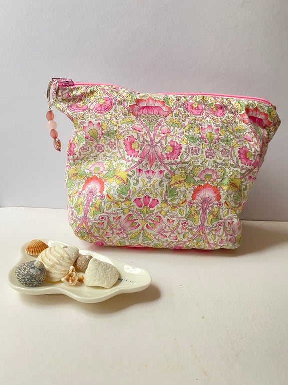 Liberty print cosmetics bag, zip fastening make up bag.