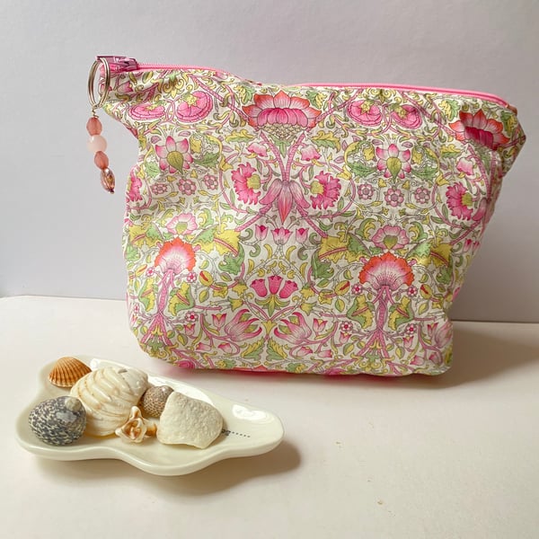 Liberty print cosmetics bag, zip fastening make up bag.