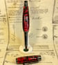 Dark Chrome, red & black resin Rollerball Pen - Image 2