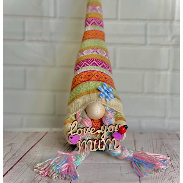 Handmade love you mum Nordic Gnome, Gonk, Swedish Tomte