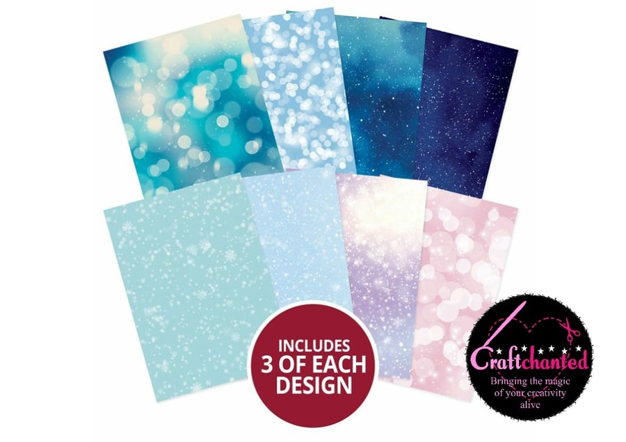Hunkydory - Adorable Scorable Pattern Packs - Sparkling Snowfall - A4 -350gsm A4