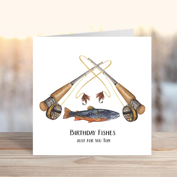 Personalised Watercolour Fly Fishing Card 
