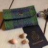 Harris Tweed keys wallet, small coin purse in pea green tartan
