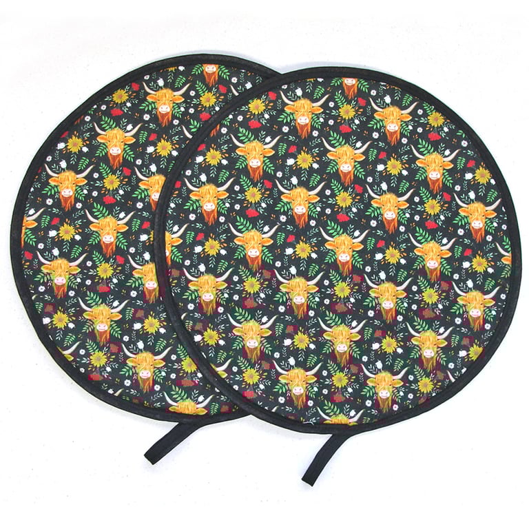 Highland Cows Aga Hob Lid Mats Chef Pads Covers Pair Red and Black Cow