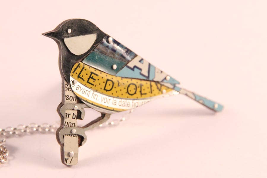 Great Tit Tin Necklace