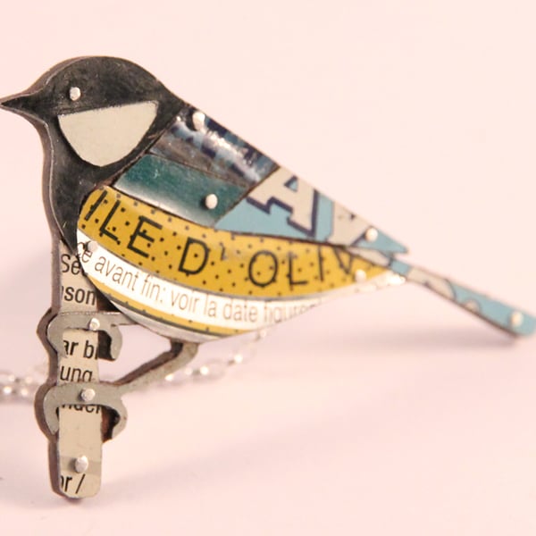 Great Tit Tin Necklace