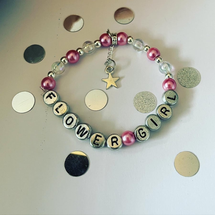 Flower girl bracelet gift for flower girl stretch beaded bracelet 