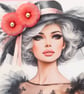 Handmade Fashion Birthday Card, Elegant Glamour Lady in Chic Hat - Image 4