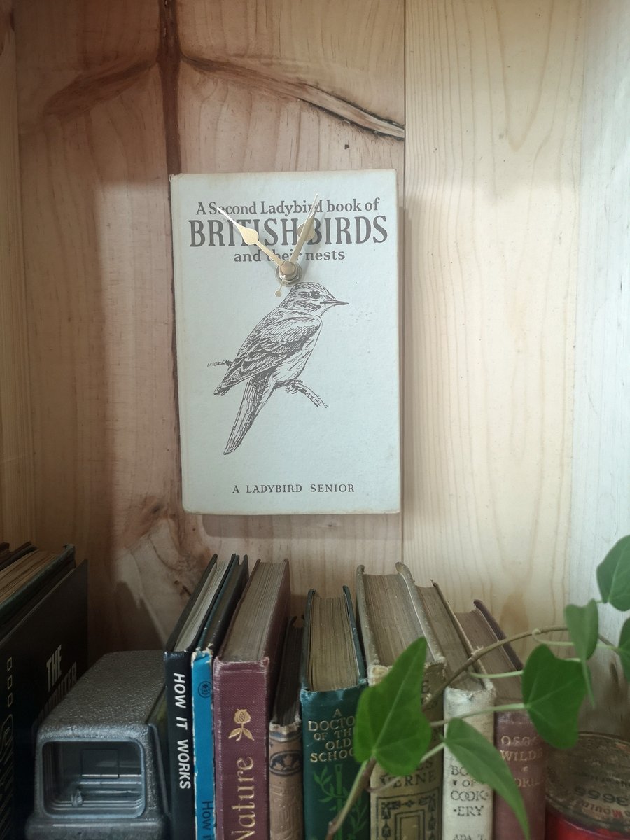 Vintage Birds Book Clock 