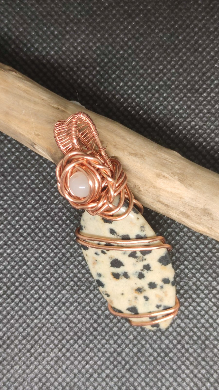 Dalmatian Jasper wire wrapped pendant