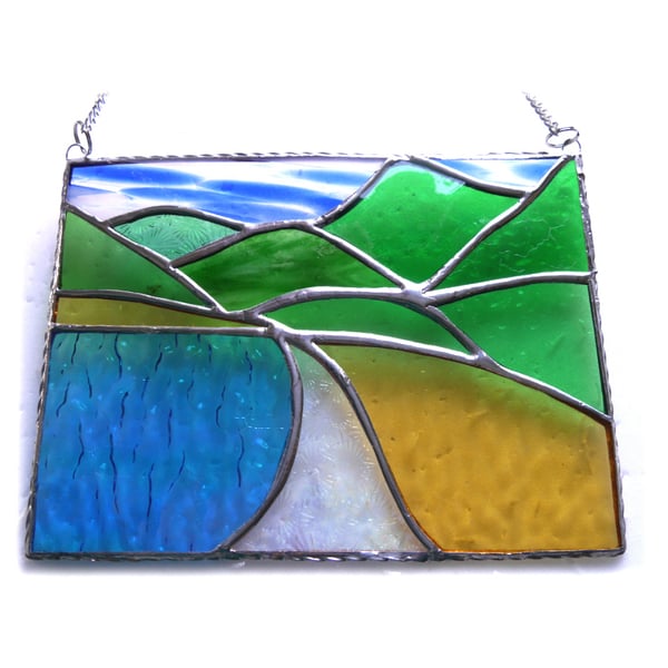 Tropical Beach Stained Glass Picture Landscape 002