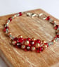 Berry Glow - Handcrafted Red & Gold Glass Pearl Cluster Bracelet - Image 1