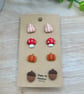 Autumn Stud Pack, Handmade polymer clay earrings