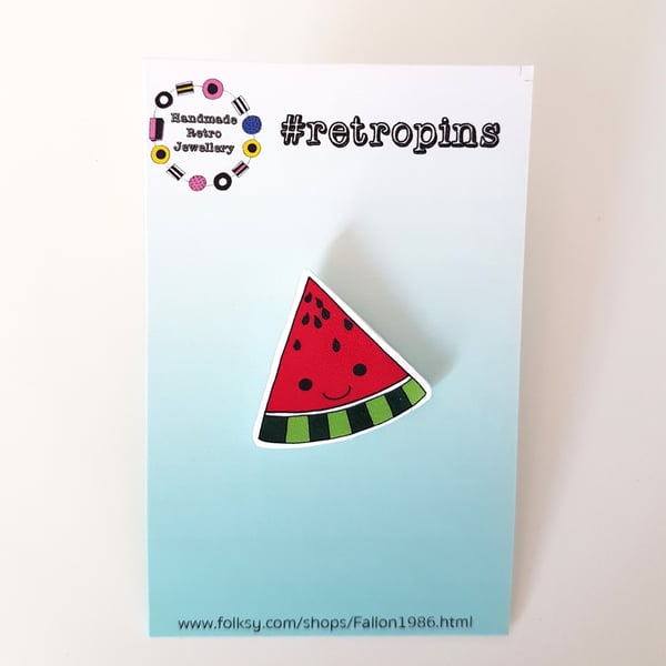 Retropins - Kawaii Watermelon slice shrink plastic pin