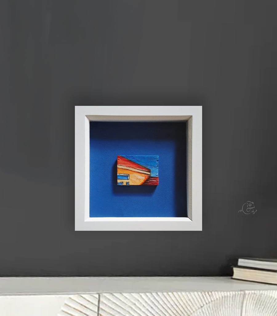 3D original paining on wood, framed