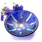 Blue Dichroic Glass Fused Bowl 13 x 2.5cm 066 Silver