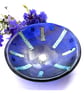 Blue Dichroic Glass Fused Bowl 13 x 2.5cm 066 Silver