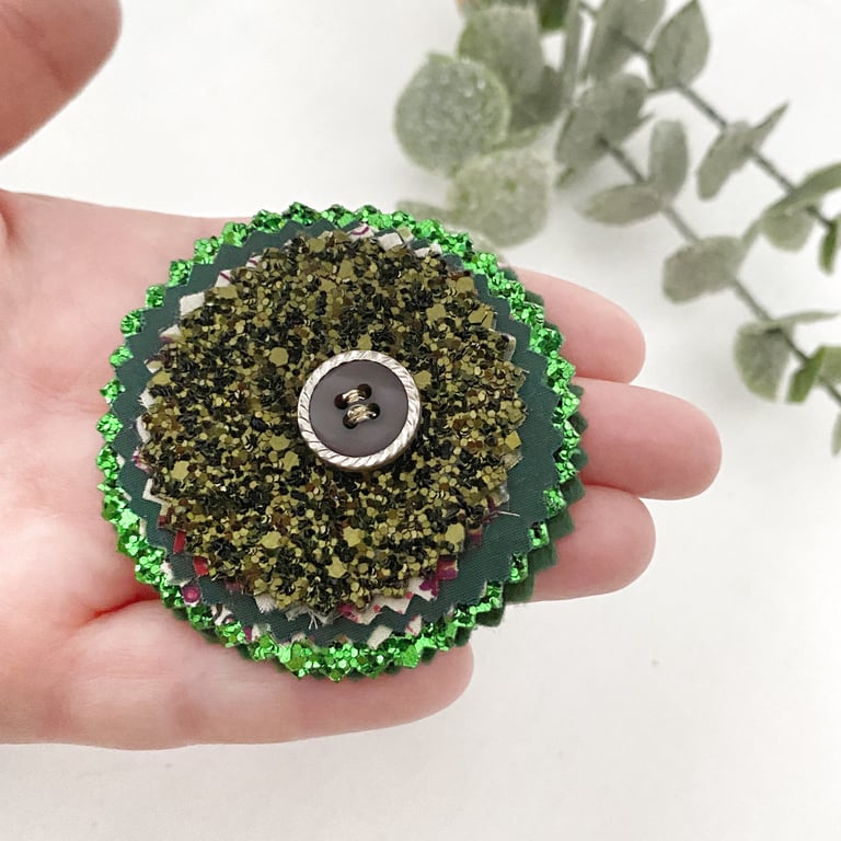 Sparkly Fabric Brooch in Green