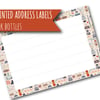 Printed self-adhesive address labels, ink bottles