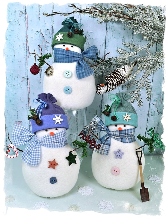 Snowy Friends Snowman Felt Pattern - Christmas Decorations